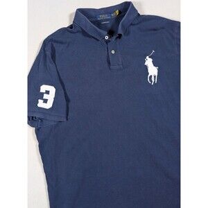 Polo Ralph Lauren Mens XXL Blue Big Pony Short Sleeve Rugby Golf Custom Slim